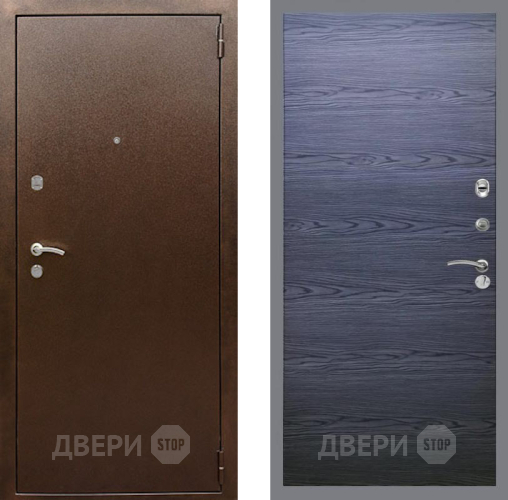 Входная металлическая Дверь Рекс (REX) 1А Медный Антик GL Дуб тангенальный черный в Луховицах