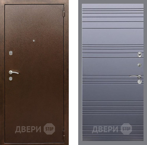 Входная металлическая Дверь Рекс (REX) 1А Медный Антик Line Силк титан в Луховицах