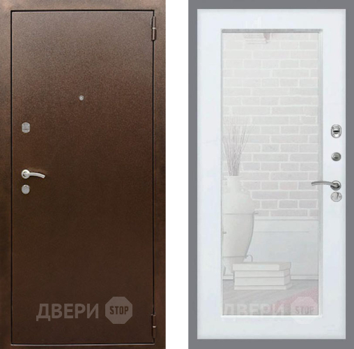 Входная металлическая Дверь Рекс (REX) 1А Медный Антик Зеркало Пастораль Силк Сноу в Луховицах