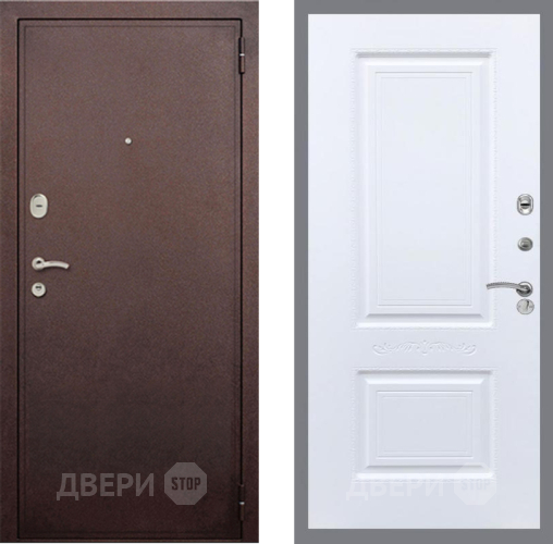 Дверь Рекс (REX) 2 Медный Антик Смальта Силк Сноу в Луховицах