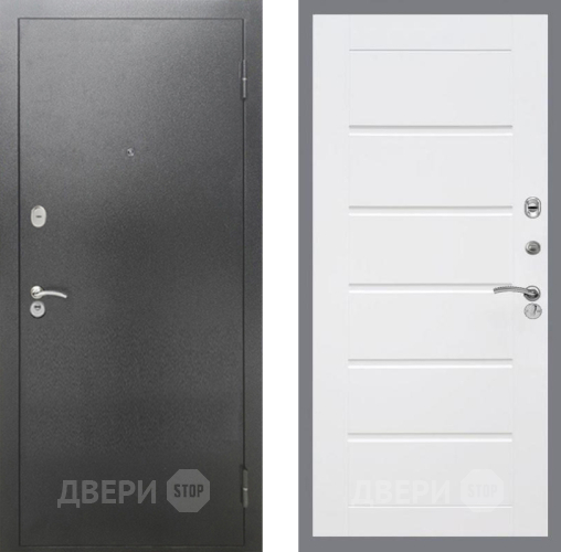 Входная металлическая Дверь Рекс (REX) 2А Серебро Антик Сити Белый ясень в Луховицах