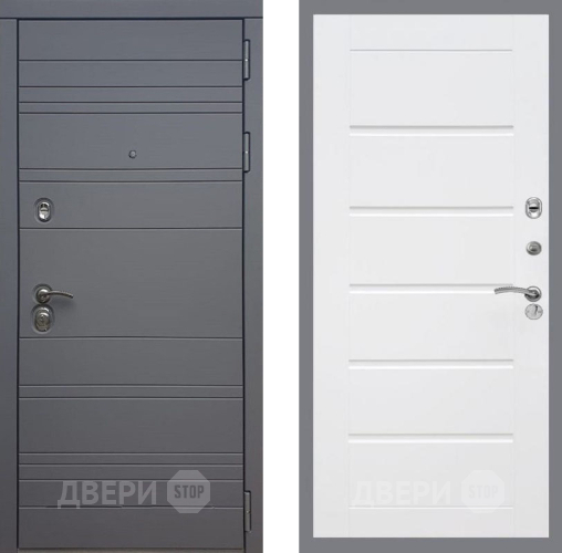 Входная металлическая Дверь Рекс (REX) 14 силк титан Сити Белый ясень в Луховицах