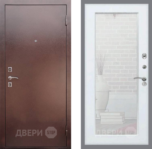 Входная металлическая Дверь Рекс (REX) 1 Зеркало Пастораль Белый ясень в Луховицах