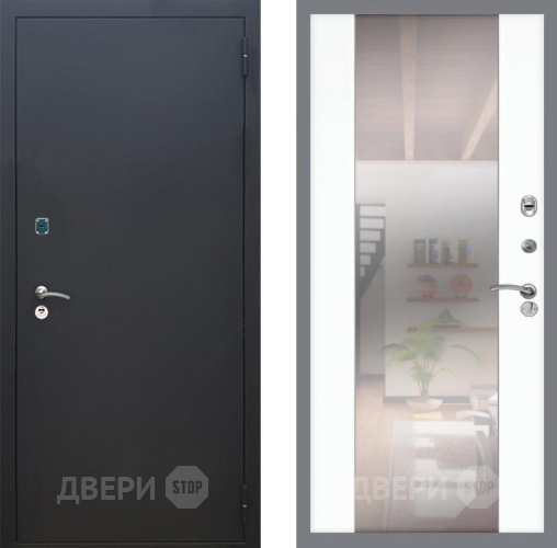 Дверь Рекс (REX) 1A Черный Муар СБ-16 Зеркало Силк Сноу в Луховицах