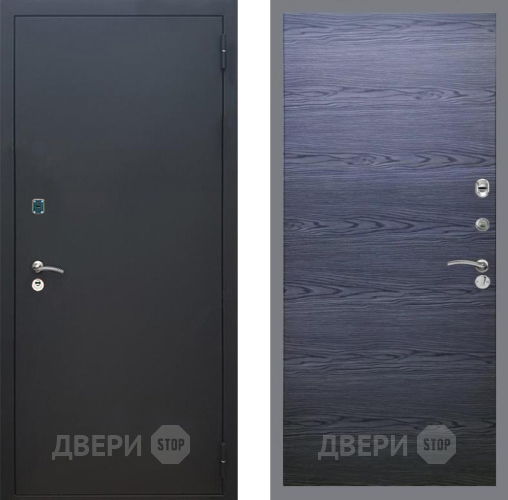 Входная металлическая Дверь Рекс (REX) 1A Черный Муар GL Дуб тангенальный черный в Луховицах