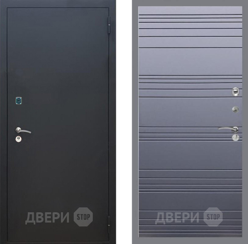 Входная металлическая Дверь Рекс (REX) 1A Черный Муар Line Силк титан в Луховицах