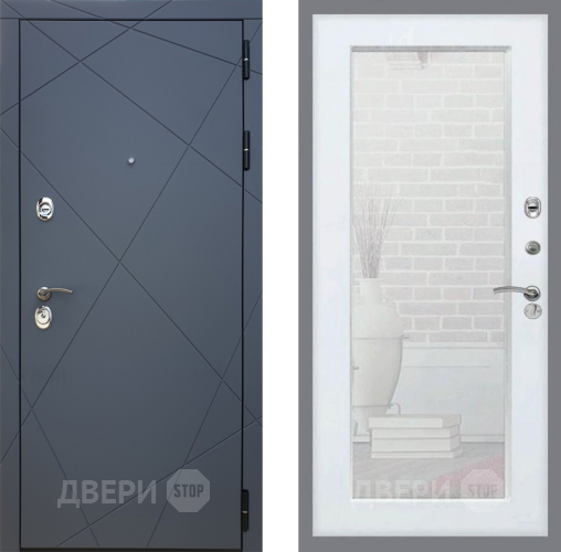 Входная металлическая Дверь Рекс (REX) 13 Силк Титан Зеркало Пастораль Силк Сноу в Луховицах