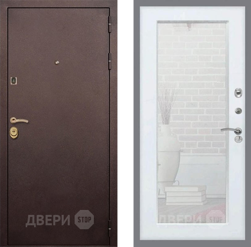 Входная металлическая Дверь Рекс (REX) Лайт 3К Зеркало Пастораль Белый ясень в Луховицах