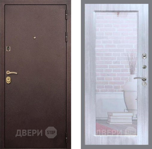 Входная металлическая Дверь Рекс (REX) Лайт 3К Зеркало Пастораль Сандал белый в Луховицах