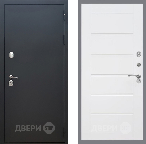 Дверь Рекс (REX) 5 Черный Муар Сити Белый ясень в Луховицах