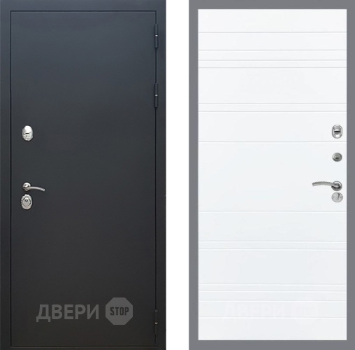 Входная металлическая Дверь Рекс (REX) 5 Черный Муар Line Силк Сноу в Луховицах