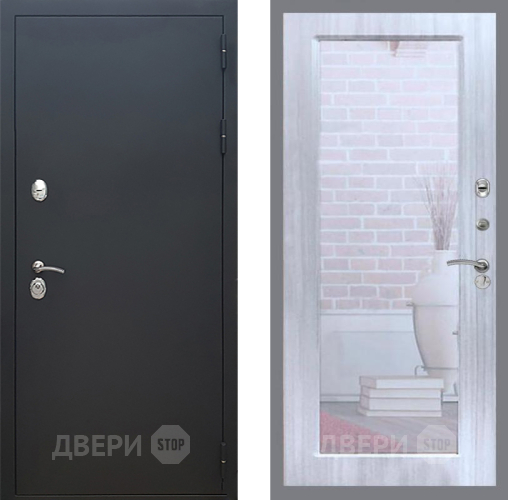 Входная металлическая Дверь Рекс (REX) 5 Черный Муар Зеркало Пастораль Сандал белый в Луховицах