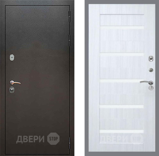 Входная металлическая Дверь Рекс (REX) 5 Серебро Антик СБ-14 стекло белое Сандал белый в Луховицах