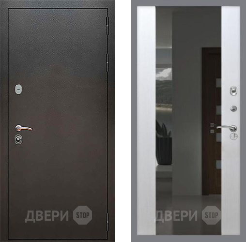 Входная металлическая Дверь Рекс (REX) 5 Серебро Антик СБ-16 с Зеркалом Лиственница беж в Луховицах