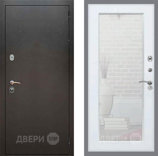 Входная металлическая Дверь Рекс (REX) 5 Серебро Антик Зеркало Пастораль Белый ясень в Луховицах