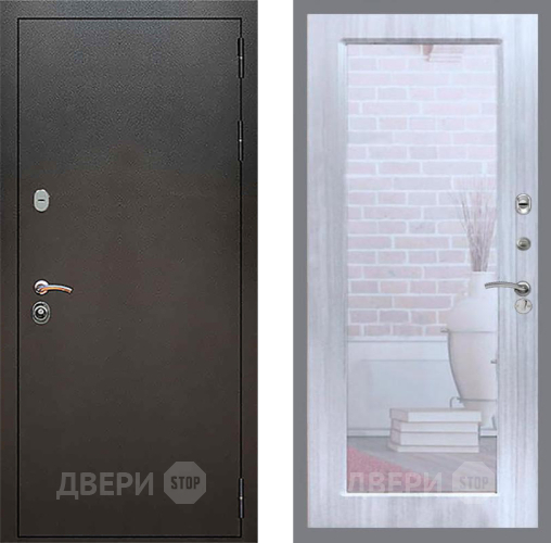 Входная металлическая Дверь Рекс (REX) 5 Серебро Антик Зеркало Пастораль Сандал белый в Луховицах