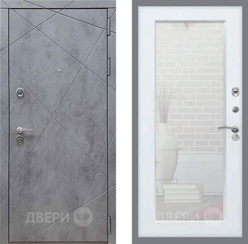 Дверь Рекс (REX) 13 Бетон Темный Зеркало Пастораль Белый ясень в Луховицах