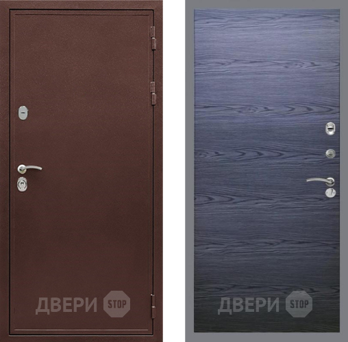 Входная металлическая Дверь Рекс (REX) 5 металл 3 мм GL Дуб тангенальный черный в Луховицах
